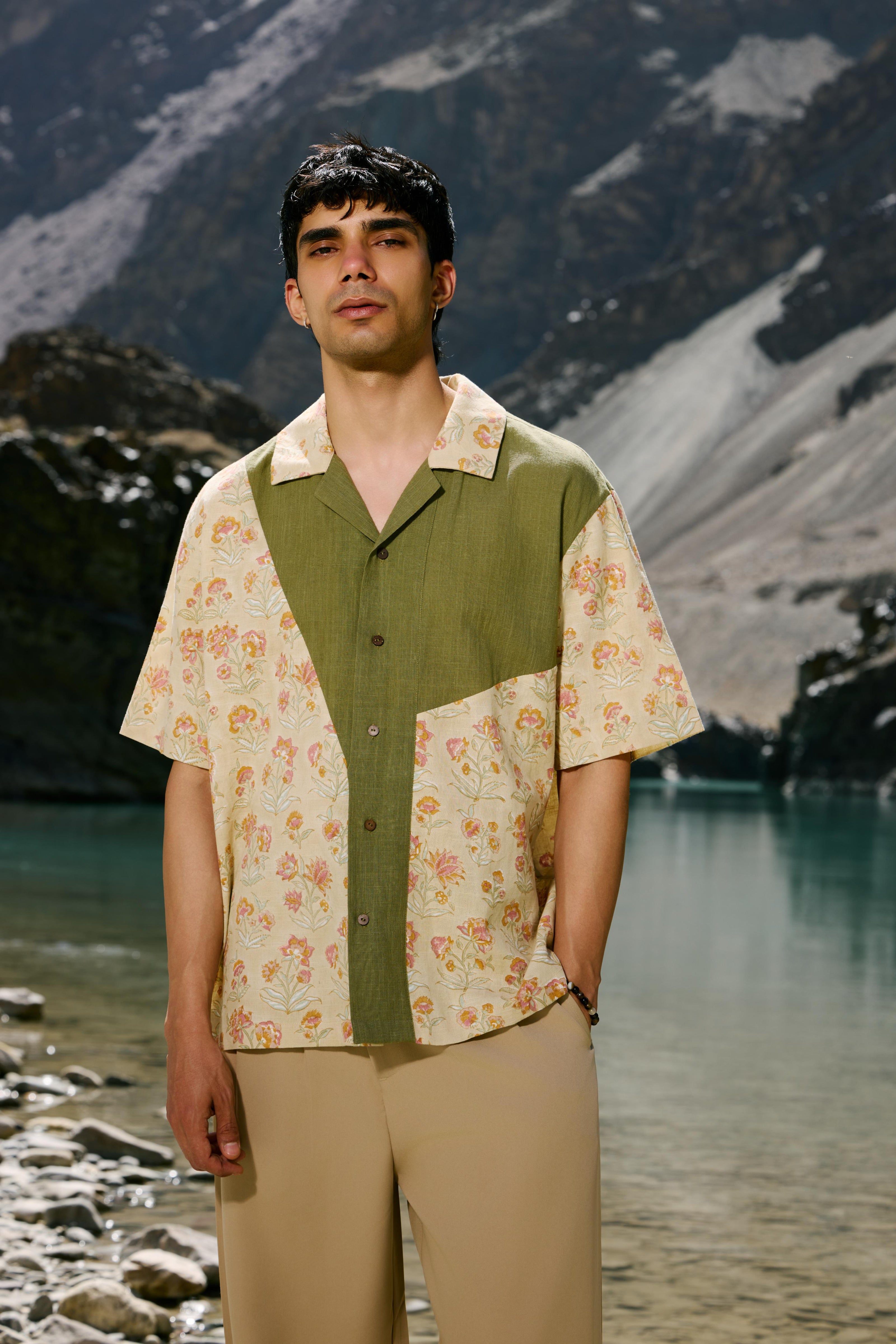 OLIVE WILDFLOWER SHIRT