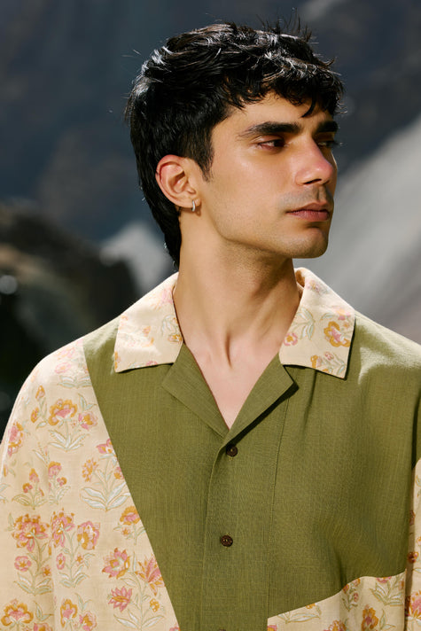 OLIVE WILDFLOWER SHIRT
