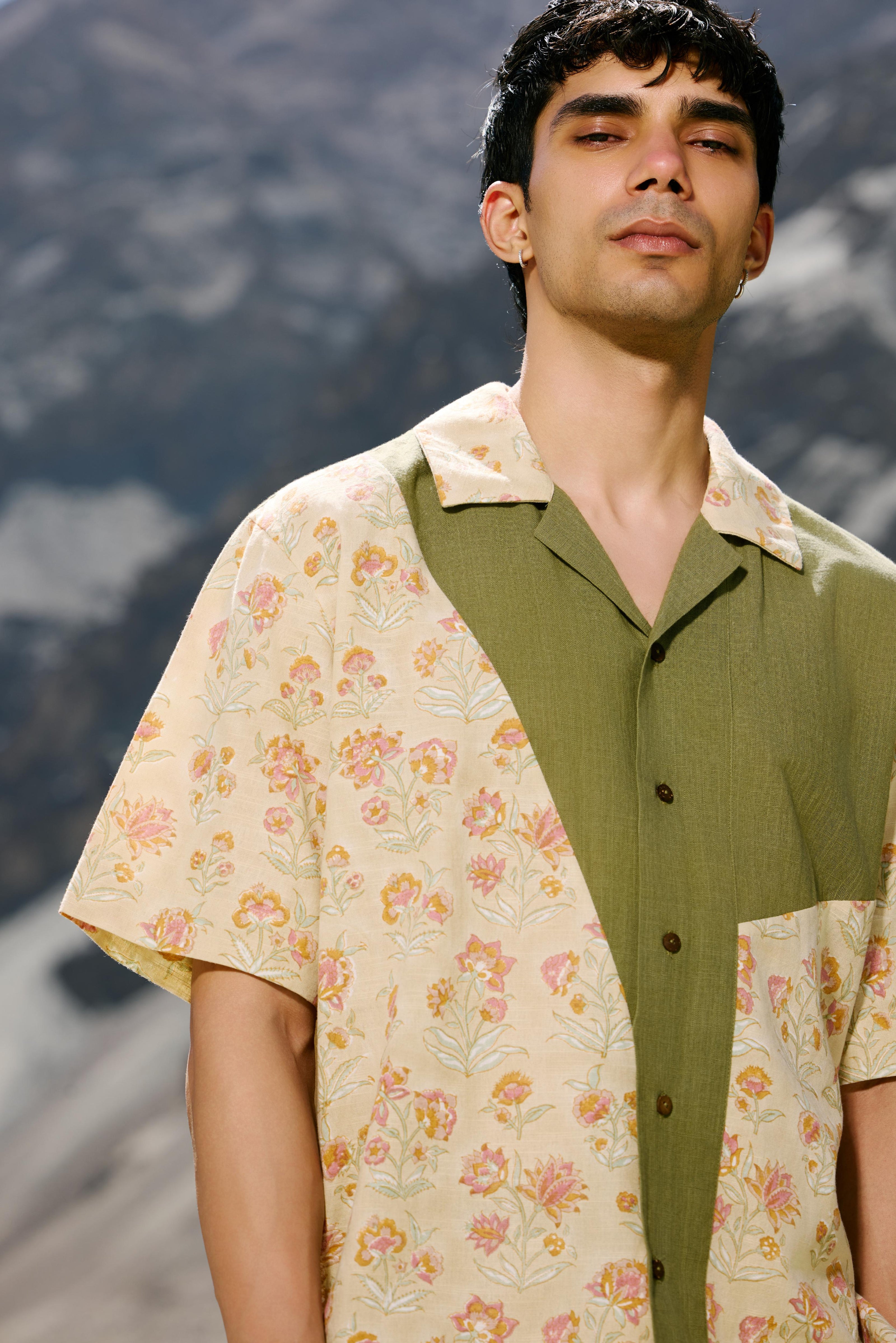 OLIVE WILDFLOWER SHIRT