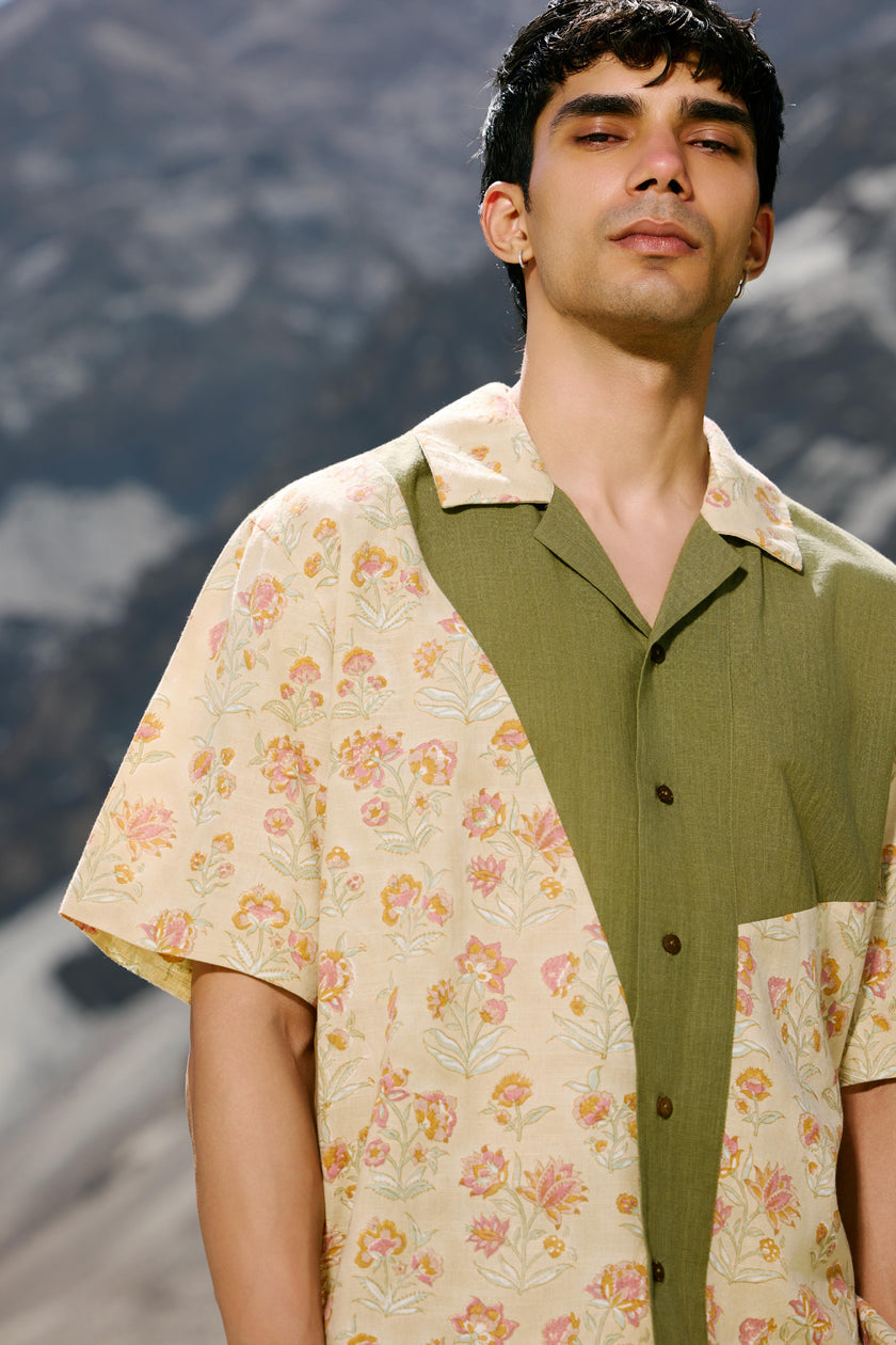 OLIVE WILDFLOWER SHIRT