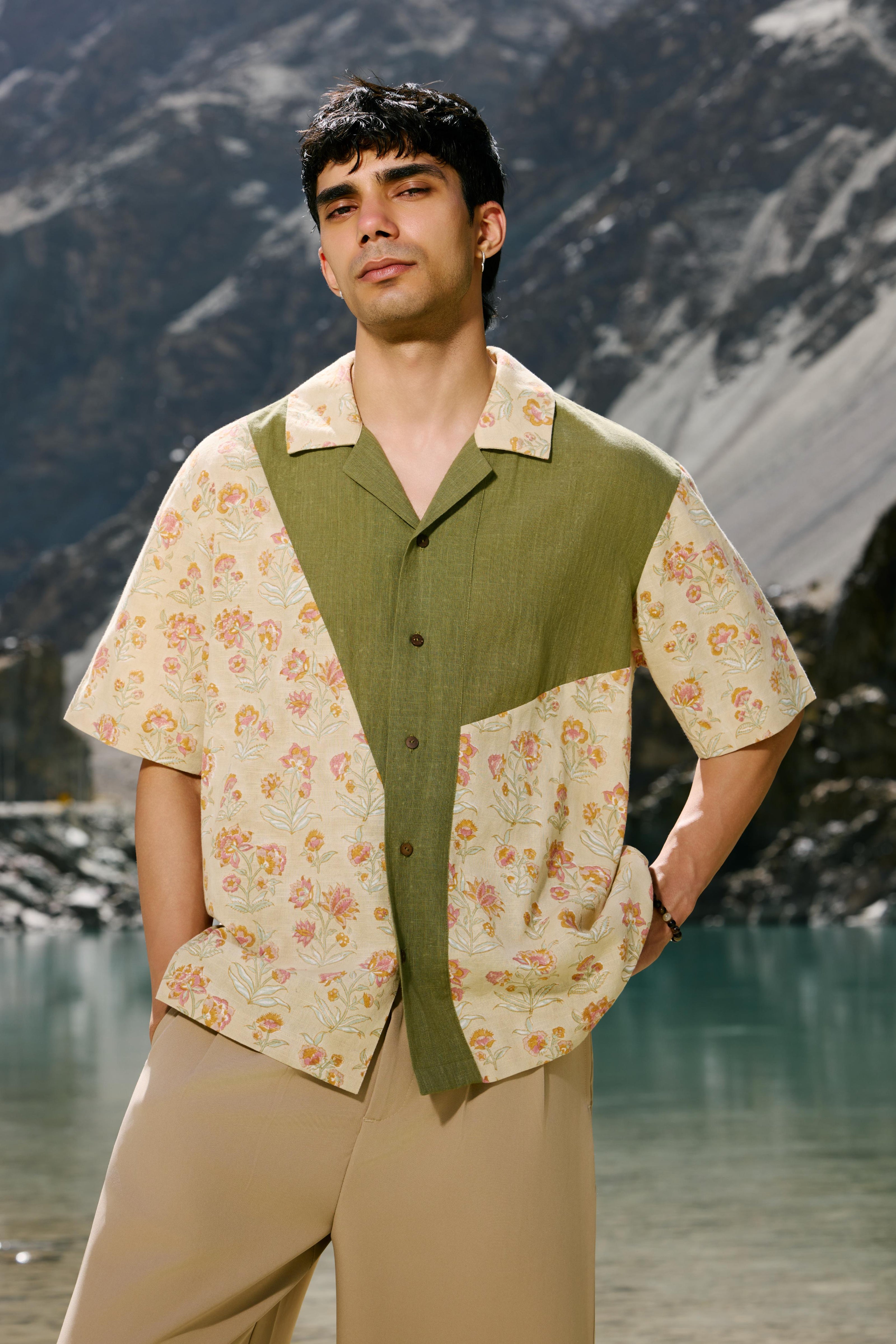 OLIVE WILDFLOWER SHIRT