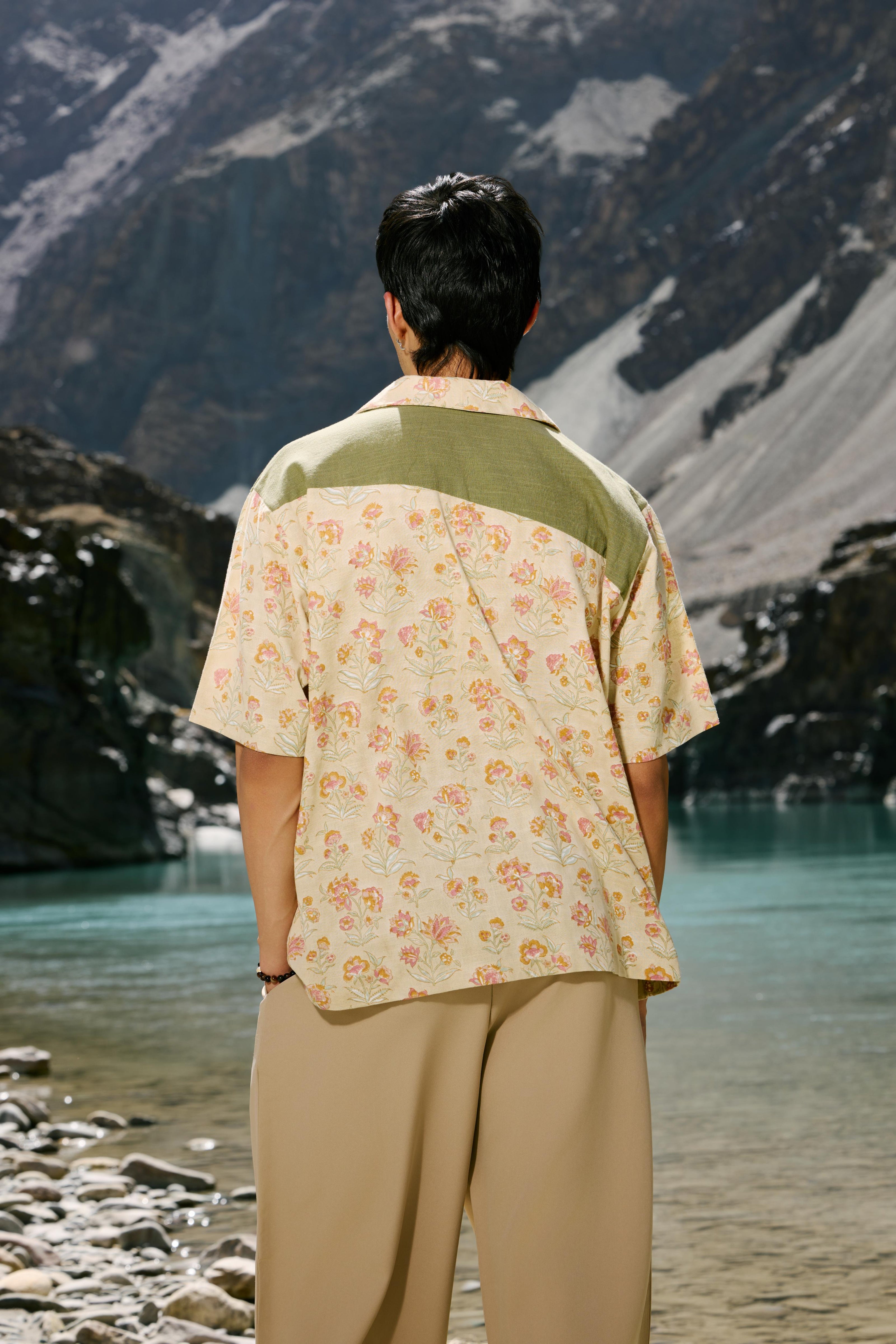 OLIVE WILDFLOWER SHIRT